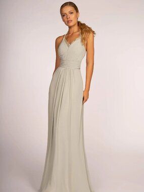 NEW SAGE Chiffon Halter Bridesmaid Dress Floor Length GL2606